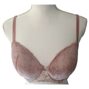 Victoria's Secret Pink Lace Lined Bra Size 36D (READ)